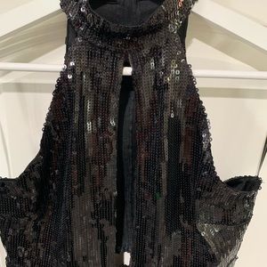 Long Black Sequins Dress